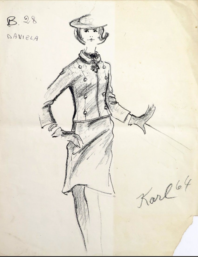 Karl Lagerfeld, sketch, 1964